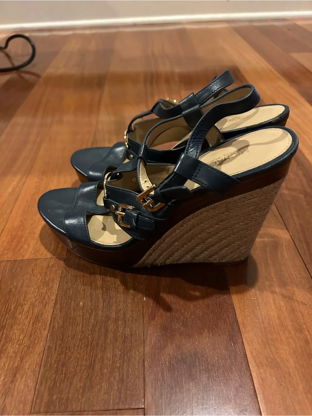 Michael Kors Wedge Espadrille Sandal MK Shoes Blue Size 8.5